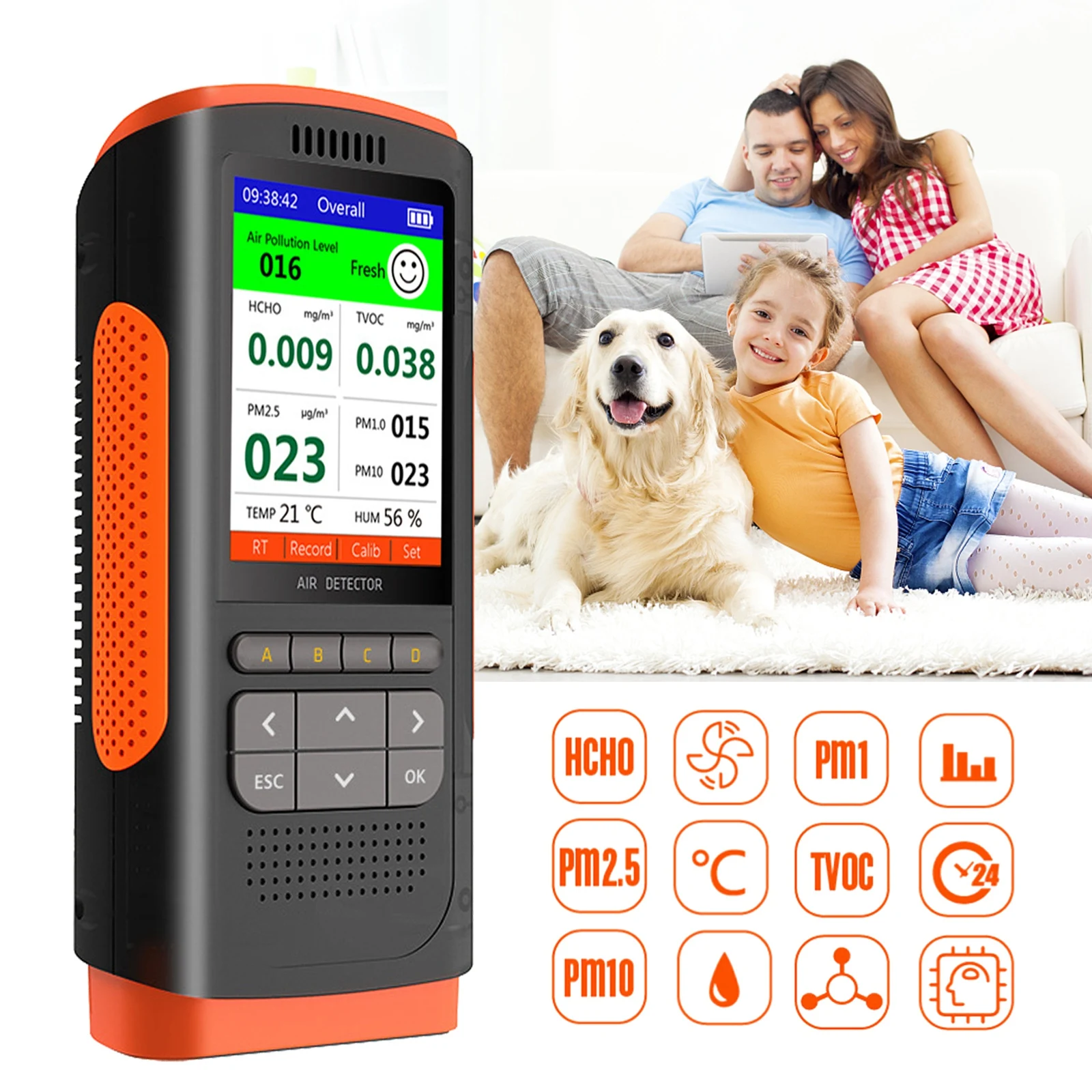 

CO2 Meter Analyzer Formaldehyde Detector Air Quality Monitor PM 2.5 Portable Display Air Pollutants Family Decoration