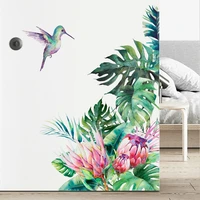 wall stickers palm leaves bird plants home living room decoration bedroom bathroom wall furniture door house interior decor