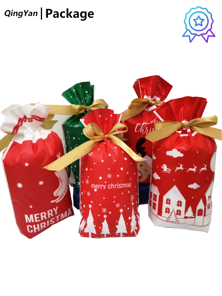 

Cartoon Cute Candy Biscuit Nougat Ribbon Drawstring Snowflake Crisp Baking Childrens Small Gift Packaging Bag