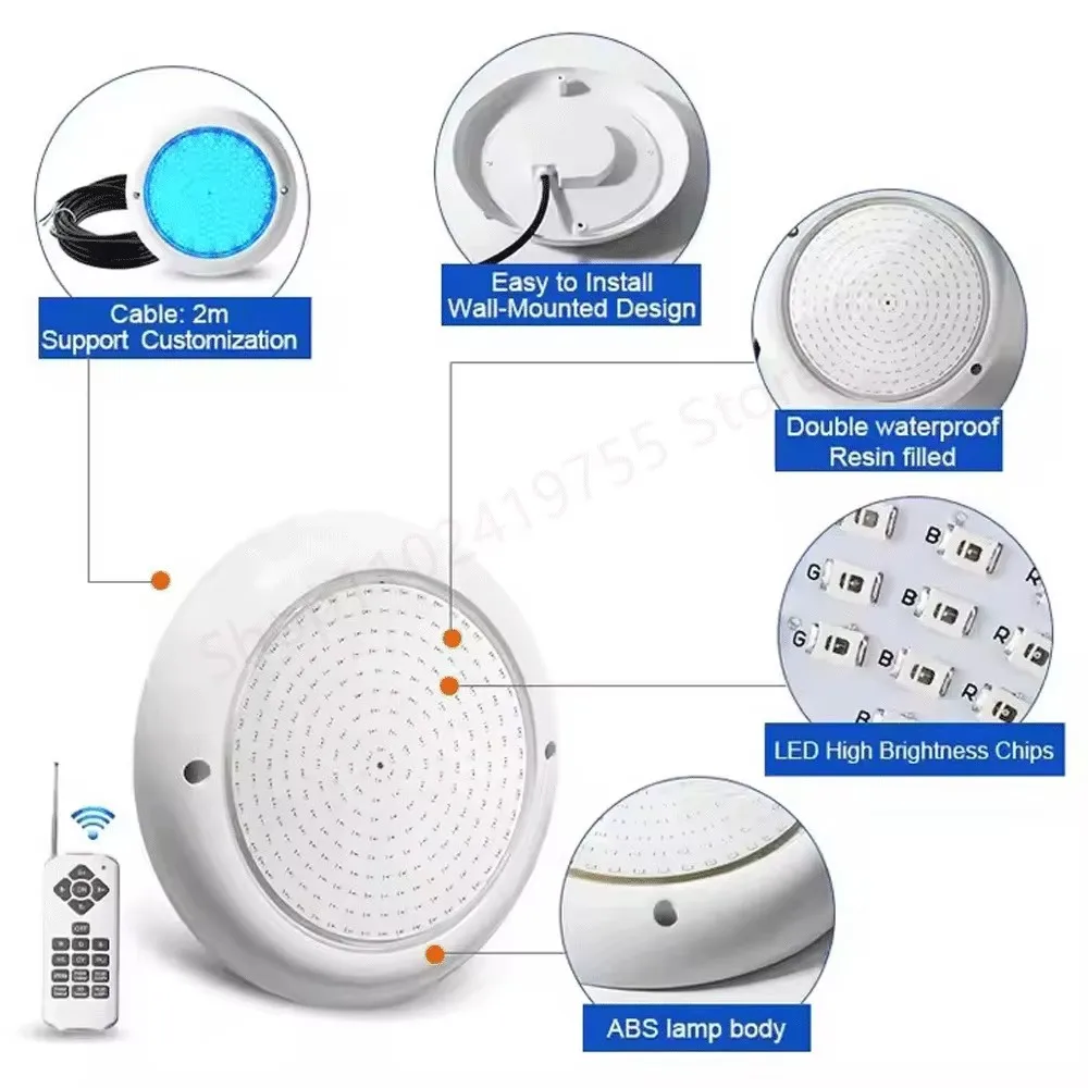 12 Вт RGB светодиодный светильник для бассейна IP68 водонепроницаемый AC/DC12V 18 25 35