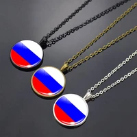 russian flag necklace round glass cabochon necklace russia flag pendant jewelry patriot gift