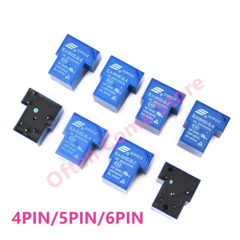 

Реле мощности SLA-05VDC-SL-A SLA-12VDC-SL-A SLA-24VDC-SL-A -C T90 30A 4/5/6PIN 5 В 12 В 24 В 48 В Реле времени