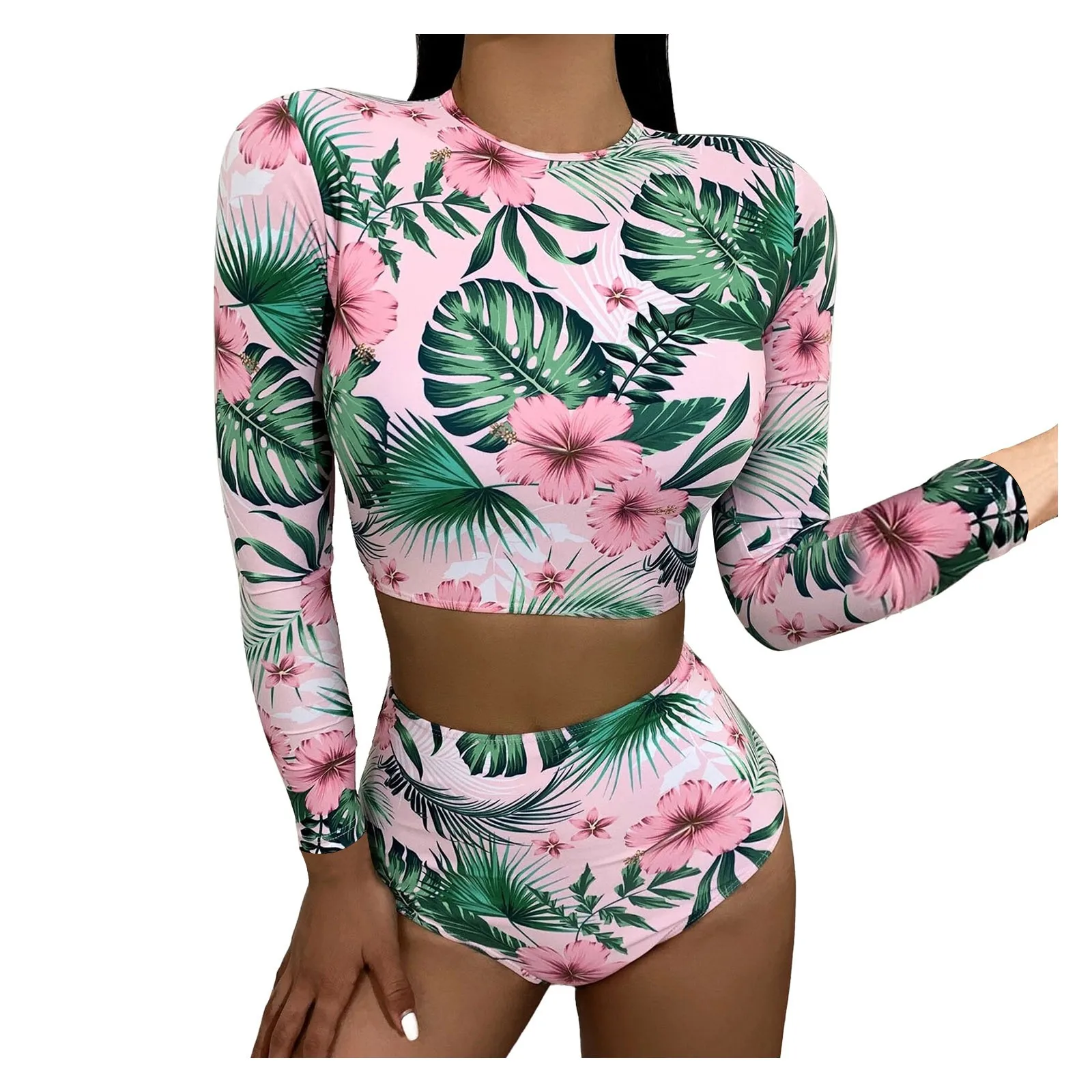 

Пикантный Женский Высокий темпераментный длинный бикини с рукавами на молнии, пляжный купальник с разрезом, Женский раздельный купальник с...