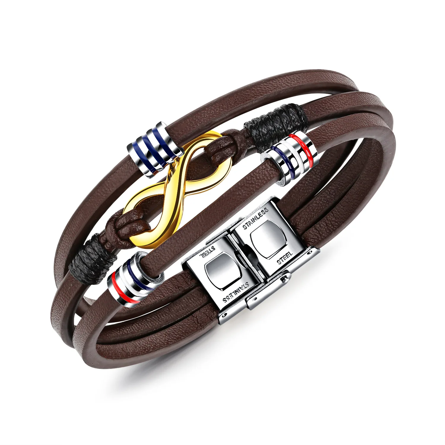 

Bracelet Vintage Brown Titanium Steel Men's Multi-layer Leather Bracelet Leather Bracelet
