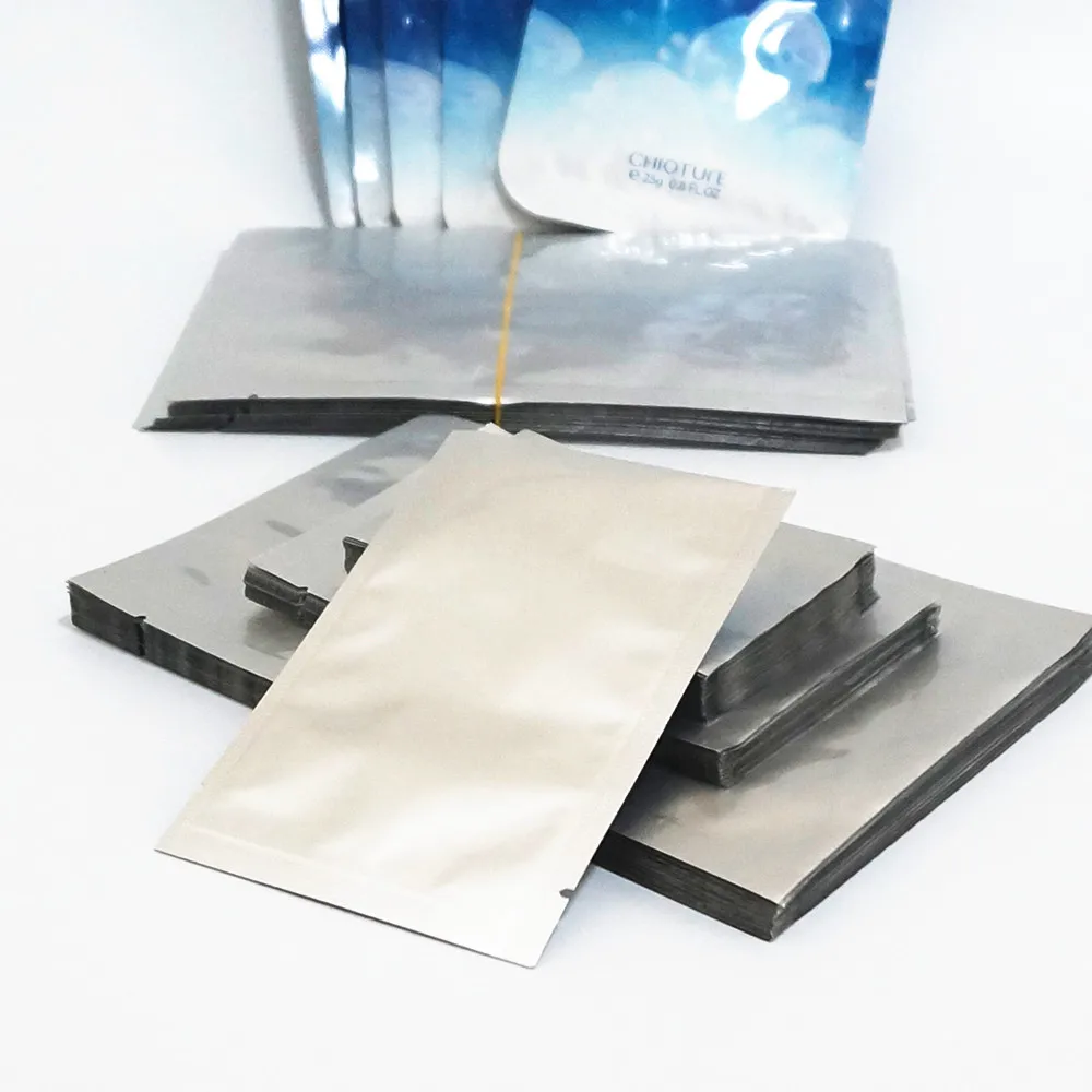 200pcs,10x15cm Silver white Pure Aluminum Bags Heat Sealable - Mylar Foil Plastic Pouches Powder Food Storage Purely Foil Sachet images - 6