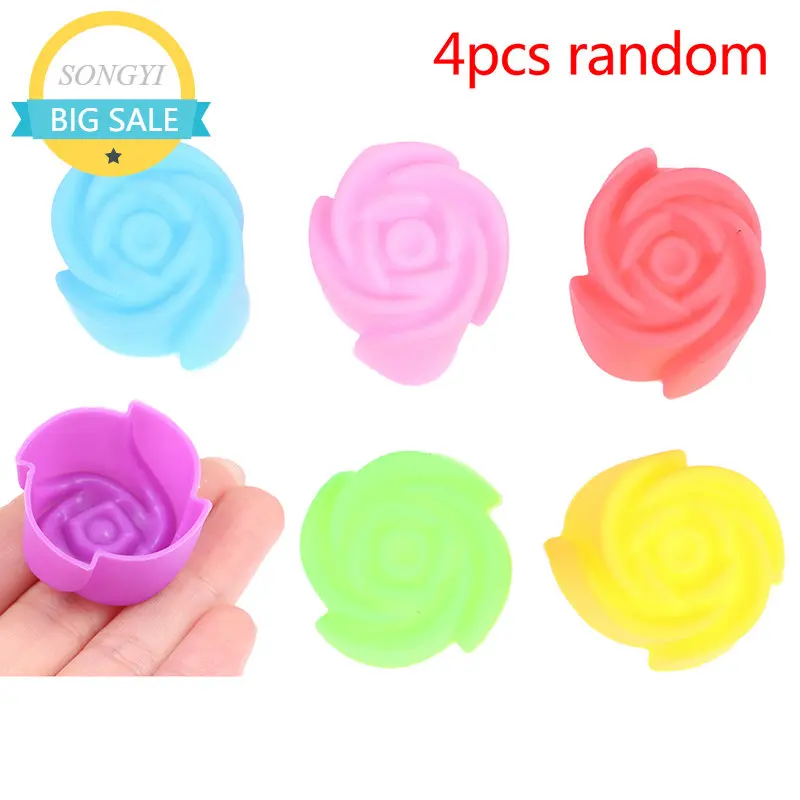 

4 шт., разноцветные многоразовые антипригарные силиконовые чашки для выпечки