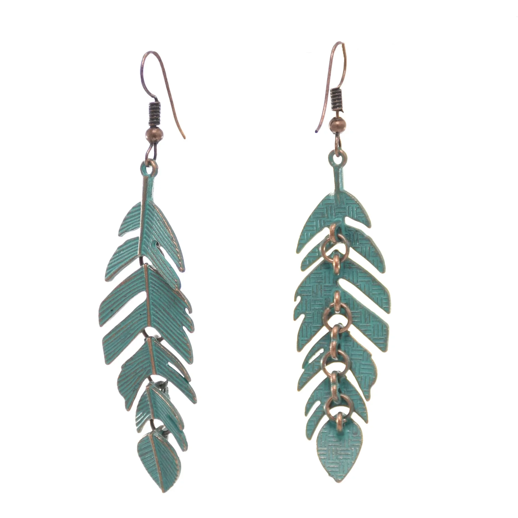 Модные серьги из сплава со встроенными зелеными бирюзовыми цветочными модельми