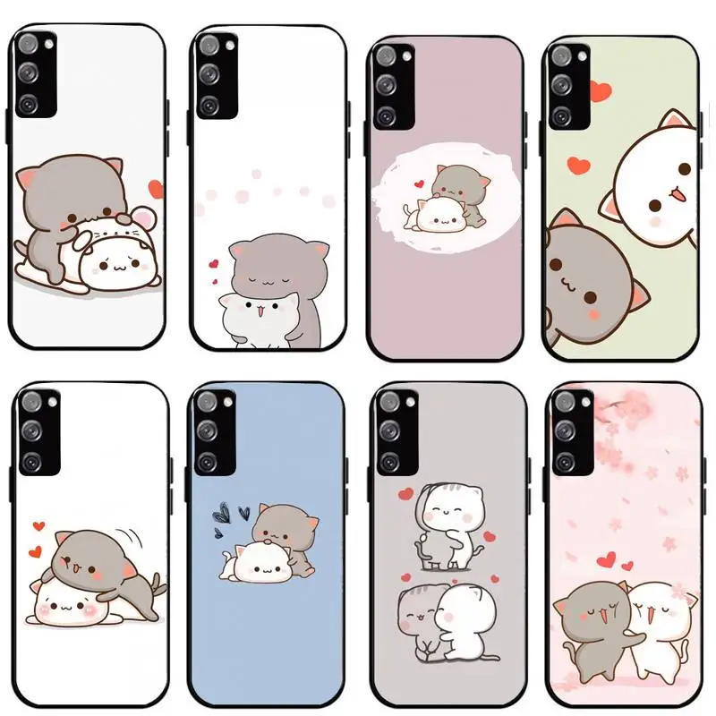 

Peach Mochi Cat Cartoon Phone Case For Samsung Note 8 9 10 20 Case For Note10Pro 10lite 20ultra M20 M31 Funda Case