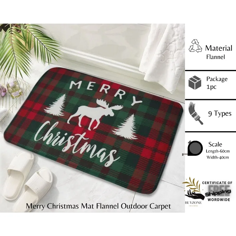 Рождественский Уличный Коврик Фланелевые Украшения Санта-Клауса Домашние