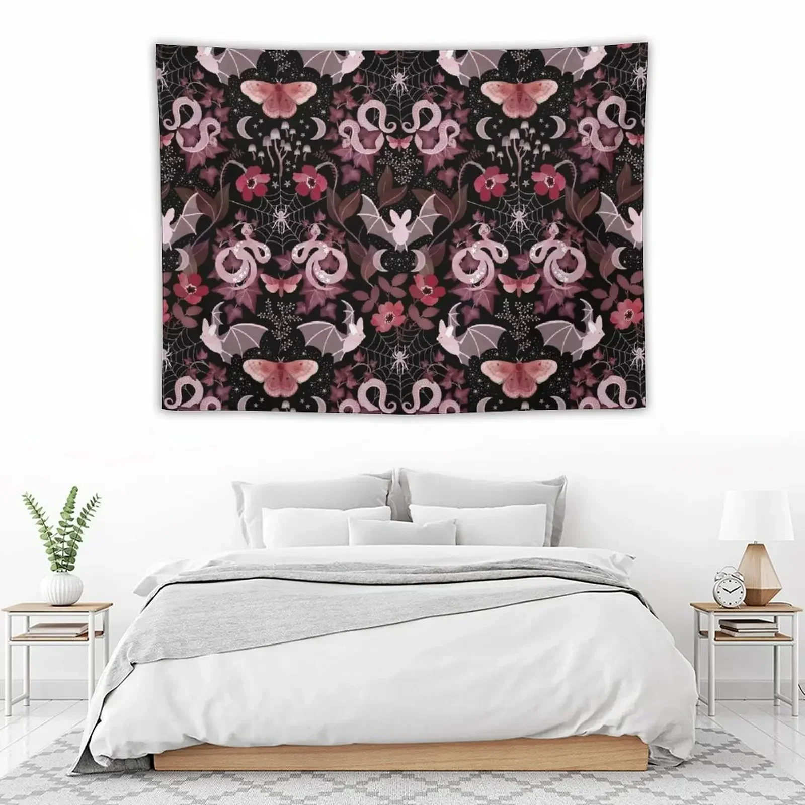 Готический готический гобелен Moody с узором летучая мышь и змея украшение для дома