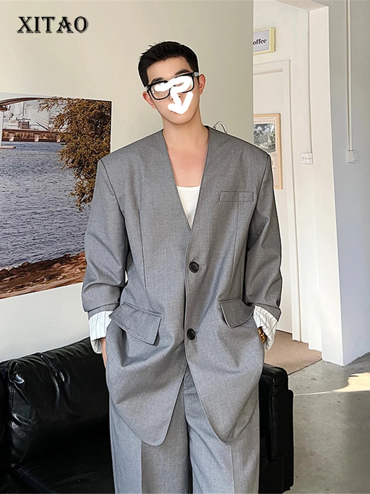 

XITAO Single Breasted Blazer Fashion Solid Color Pocket 2022 Autumn Minority Loose Full Sleeve Loose Elegant Blazer ZY7518
