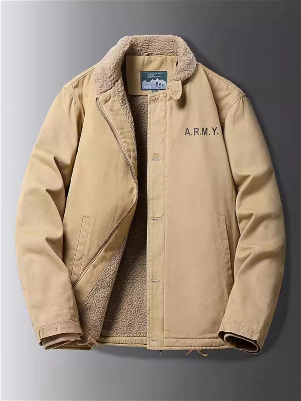 Мужская зимняя стеганая куртка из кашемира ягненка плюс бархатная на хлопковой