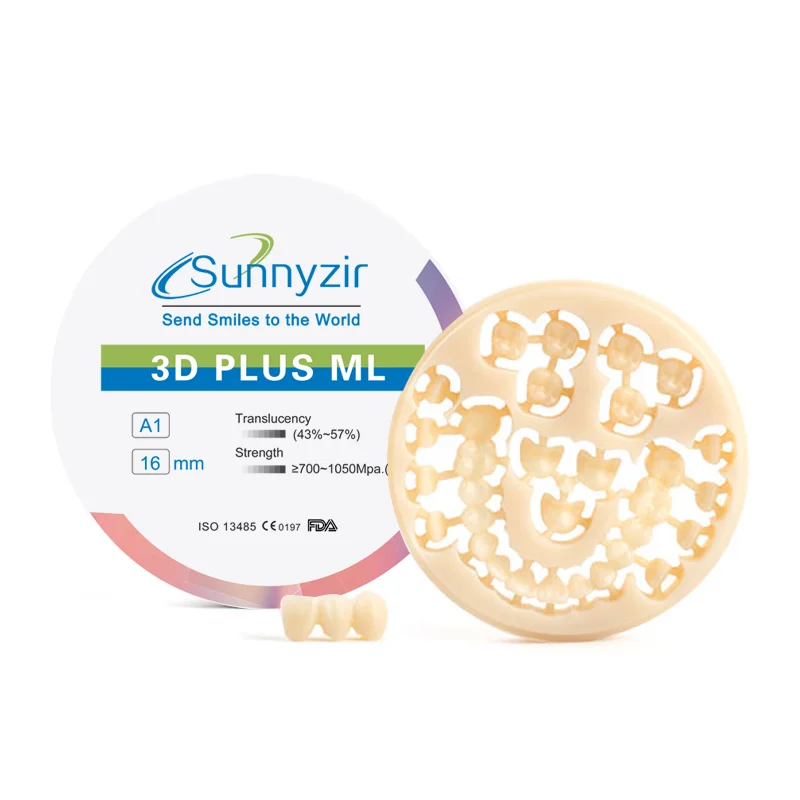 Sunnyzir 3D Pro Multilayer Dental Zirconia Blocks 43% -57% Disco de Zirconia Multicapa For Dental Cad Cam High Strength