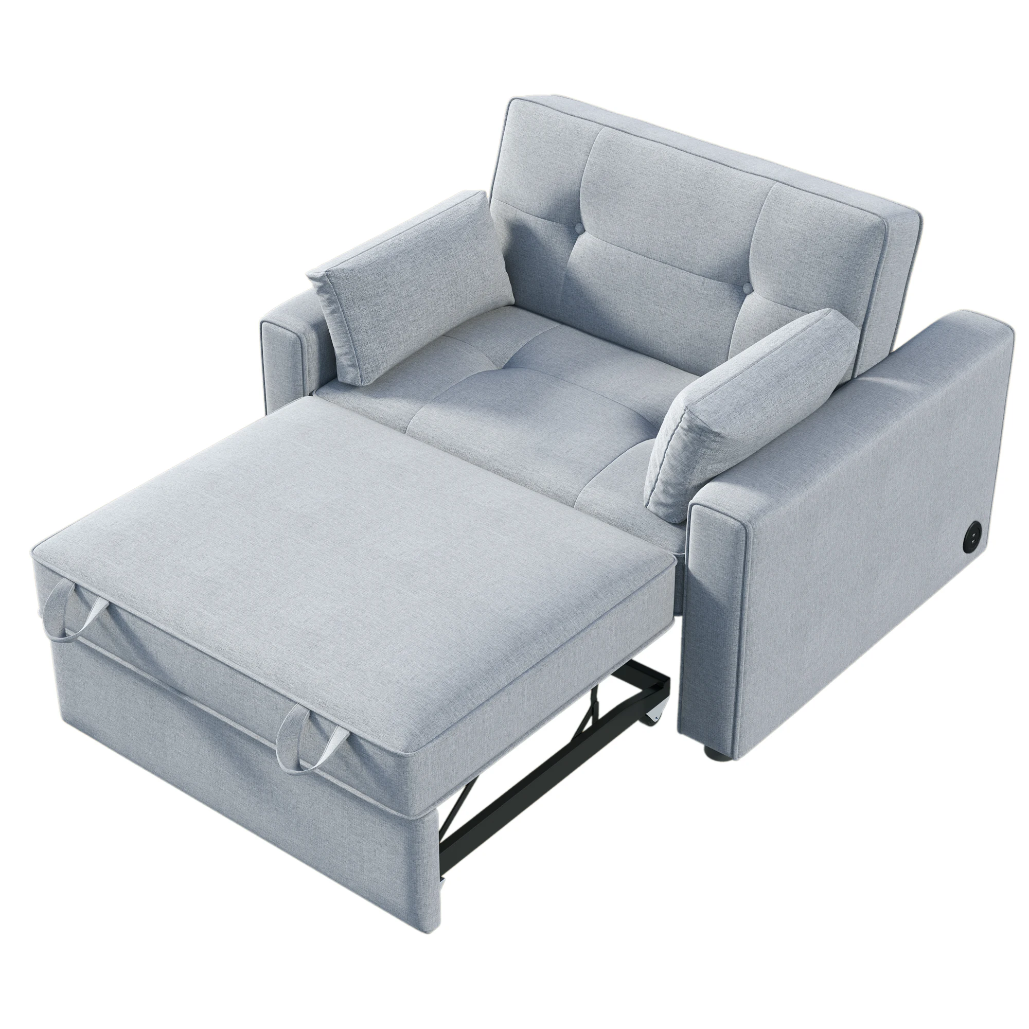 

Orisfur. 48" Convertible Sleeper Sofa Bed, Multi-Functional Adjustable Single Bed Chair with USB Port and 2 Pillows