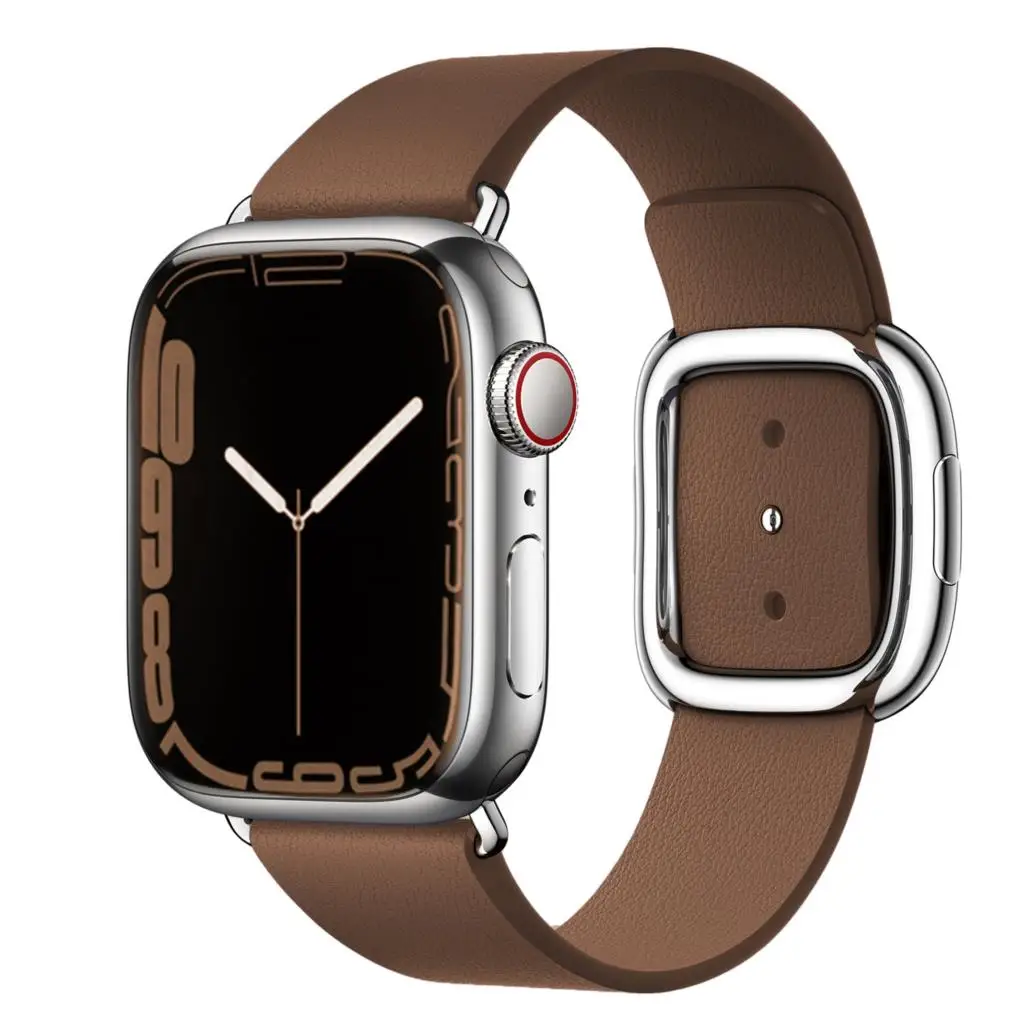 Modern buckle strap For Apple Watch band 45mm 41mmm 44mm/40m 42mm/38mm correa Leather bracelet iwatch series 7 5 4 3 6 SE strap