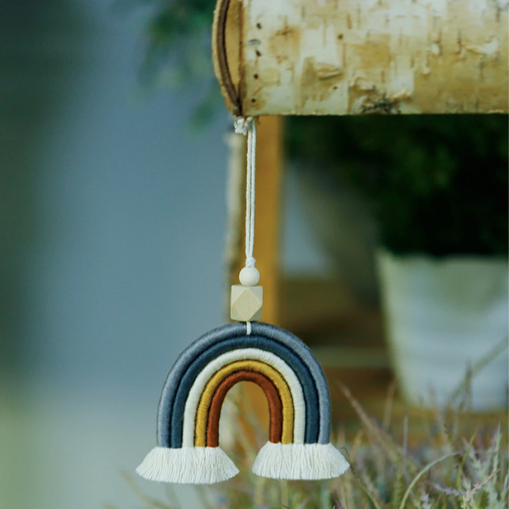 Радужный подвесной орнамент сделай сам веревка плетеный Настенный декор для