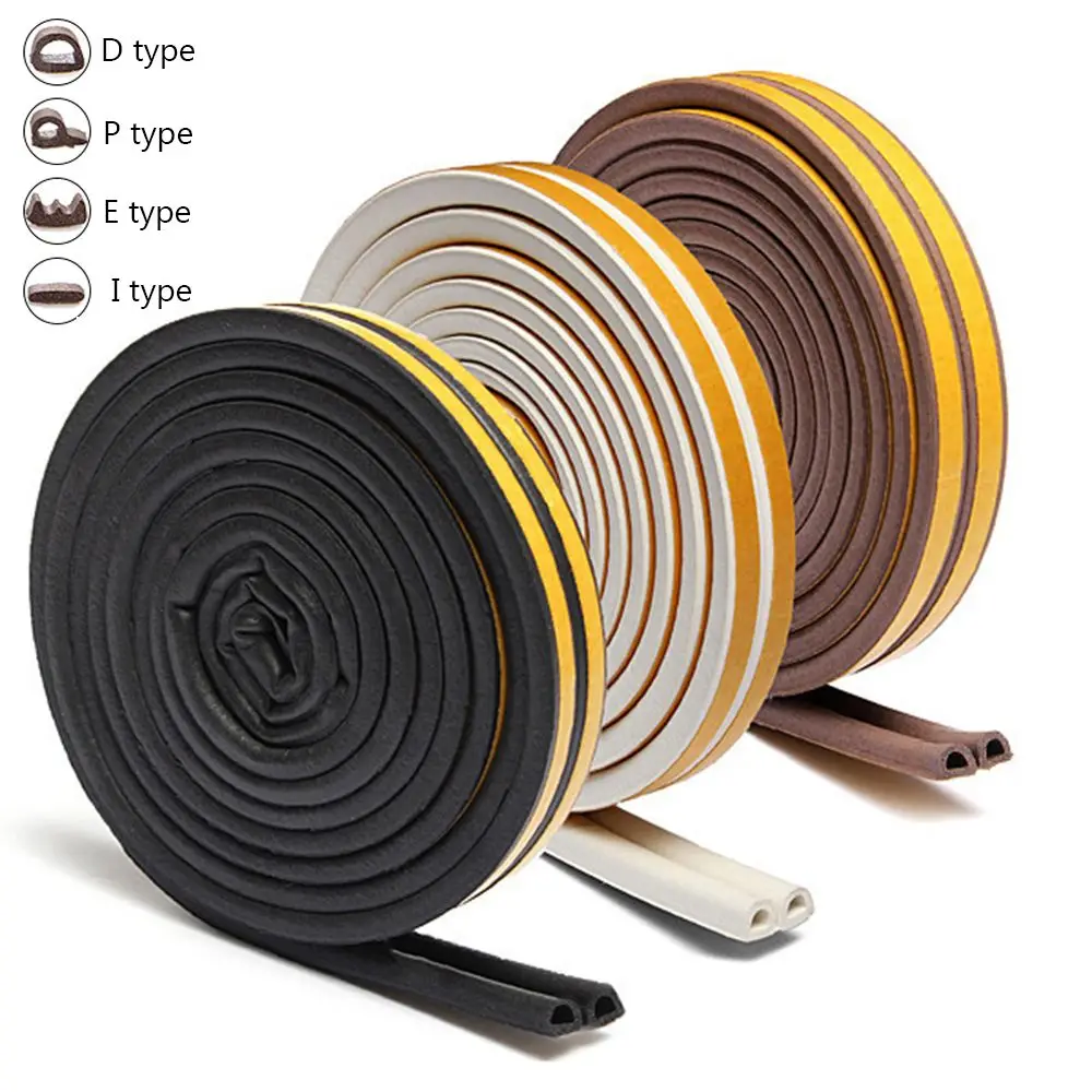 

5/10m Self Adhesive Rubber Weather Strips Noise Insulation Foam Window Door Draught Excluder Seal Strip