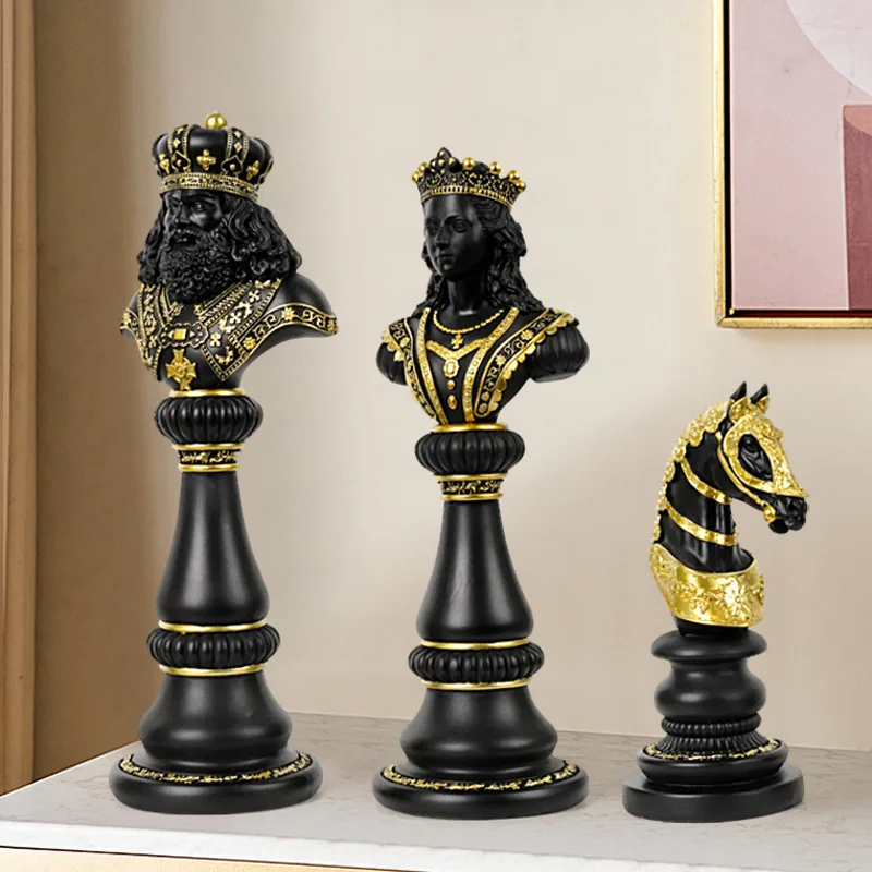 

30cm International Chess Figurines King Queen Knight Chess Statue Ornaments Resin Chess Pieces Board Chessmen Modern Home Decor