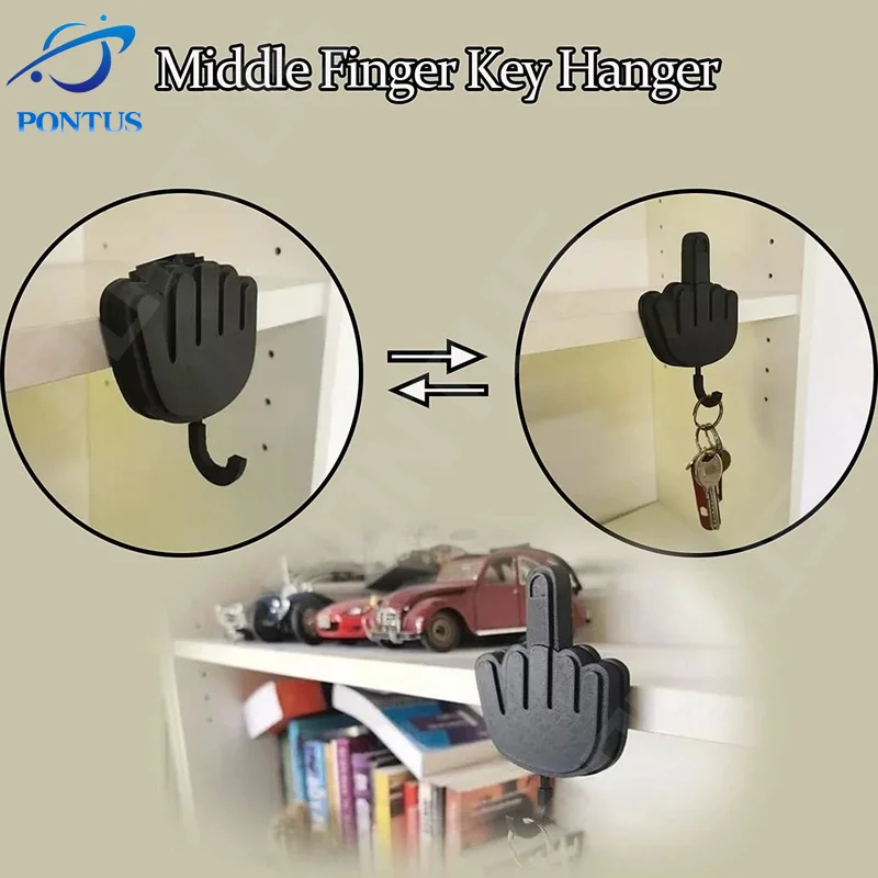 

Retractable Middle Finger Hook Owl Key Holder Wall Hanger Room Decoration Punch-Free Sticky Hook Self Adhesive Storage Hooks