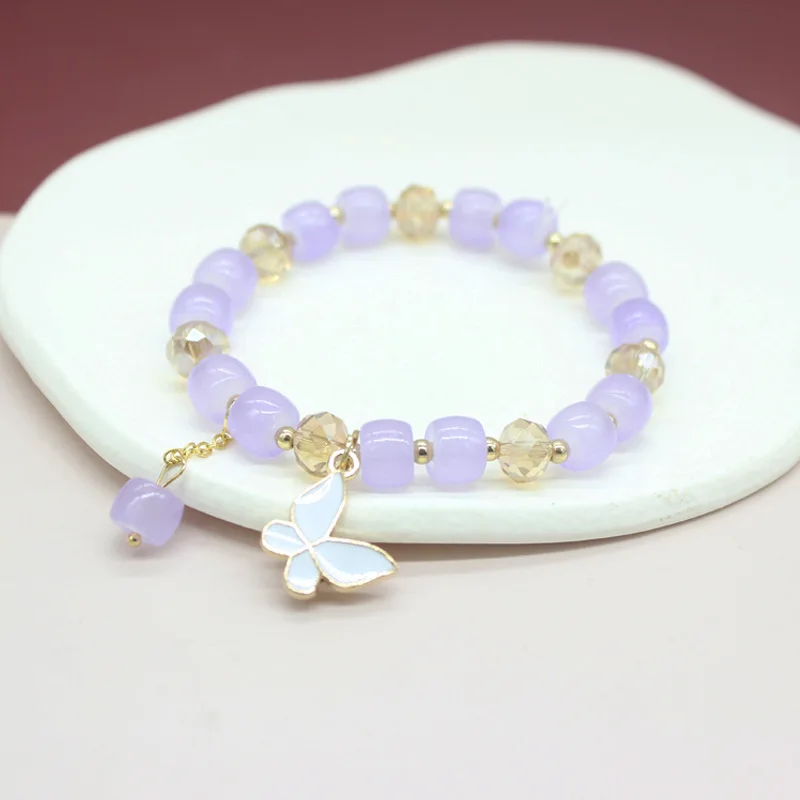 

Charm Crystal Butterfly Pendant Bracelets For Women Korean Sweet Multicolor Beaded Star Moon Bracelet Friendship Jewelry