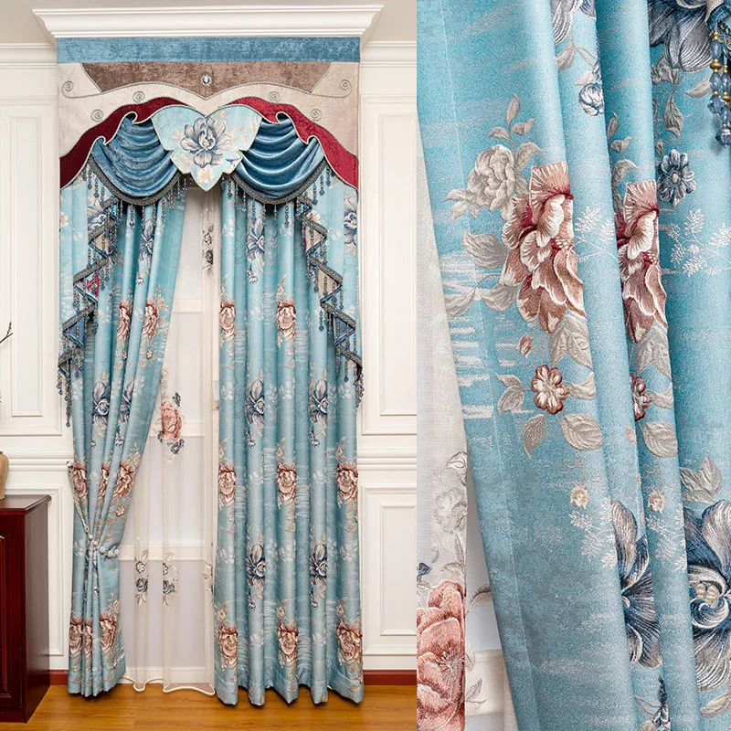 

New high-grade living room bedroom 4D large relief curtains modern simple high precision jacquard curtains