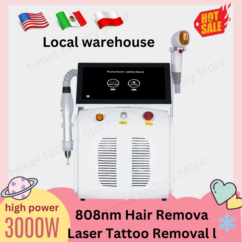 2-в-1 диодный лазер для удаления волос ледяной безболезненный александритовый