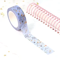 2022 new 1pc 15mm10m decorative pink blue floral washi tape scrapbooking masking tape office supply mask washi tape