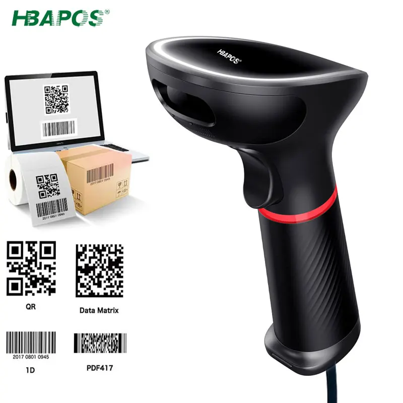 Проводной 2D сканер штрих-кода HBAPOS автоматический ручной матрица данных PDF417