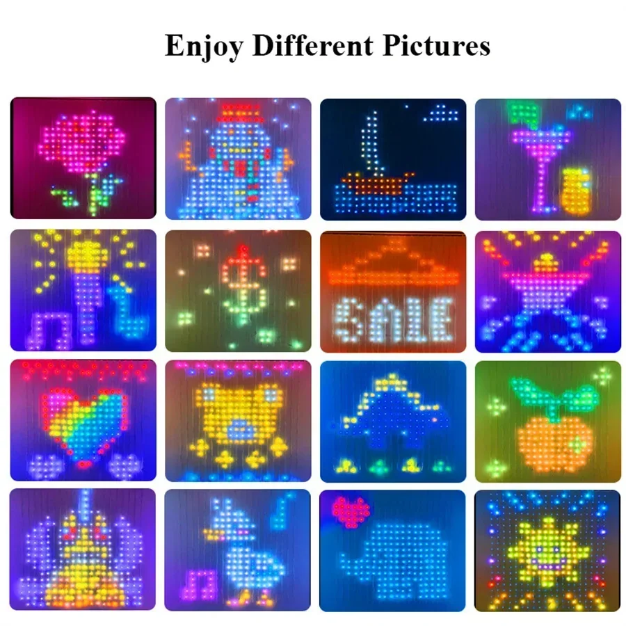 2X2/3X3M Smart App Curtain Light 400LED DIY Picture Text Led Display String Рождественский светильник для штор