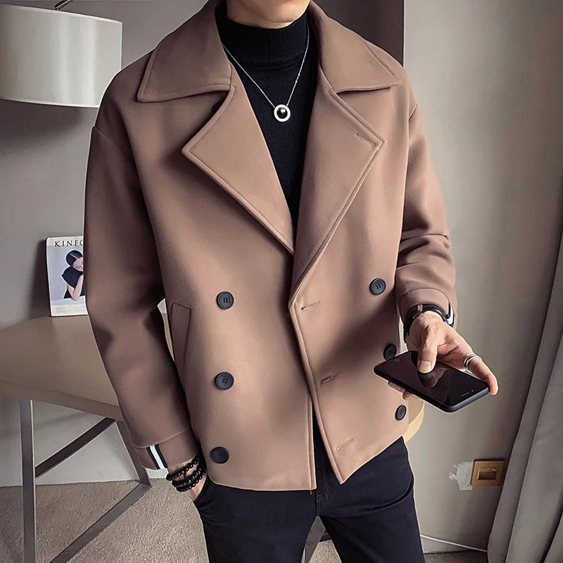 

High 2023 Winter Quality Solid Coats Jacket Korea Fashion Wool & Blends Coat Men Leisure Overcoat Size 5XL Drop Ship