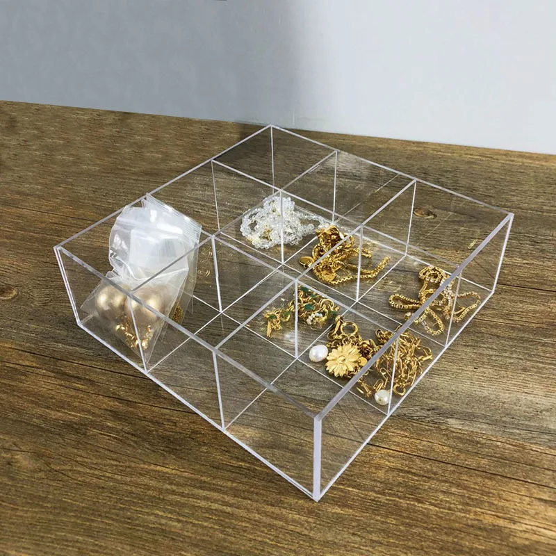 Акриловая коробка для хранения косметики с 9 отделениями органайзер ювелирных
