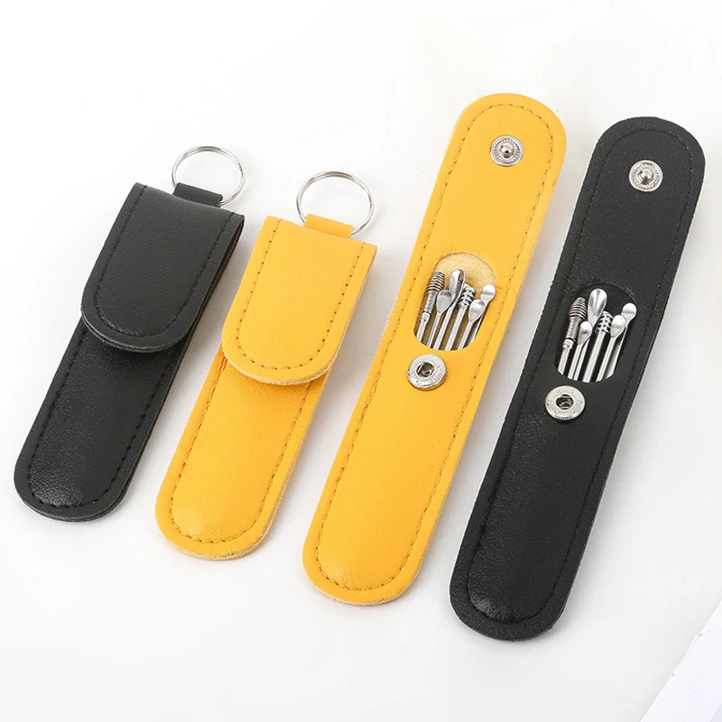 

Набор спиральных ложек для ушей из нержавеющей стали, портативный держатель для ушей для взрослых