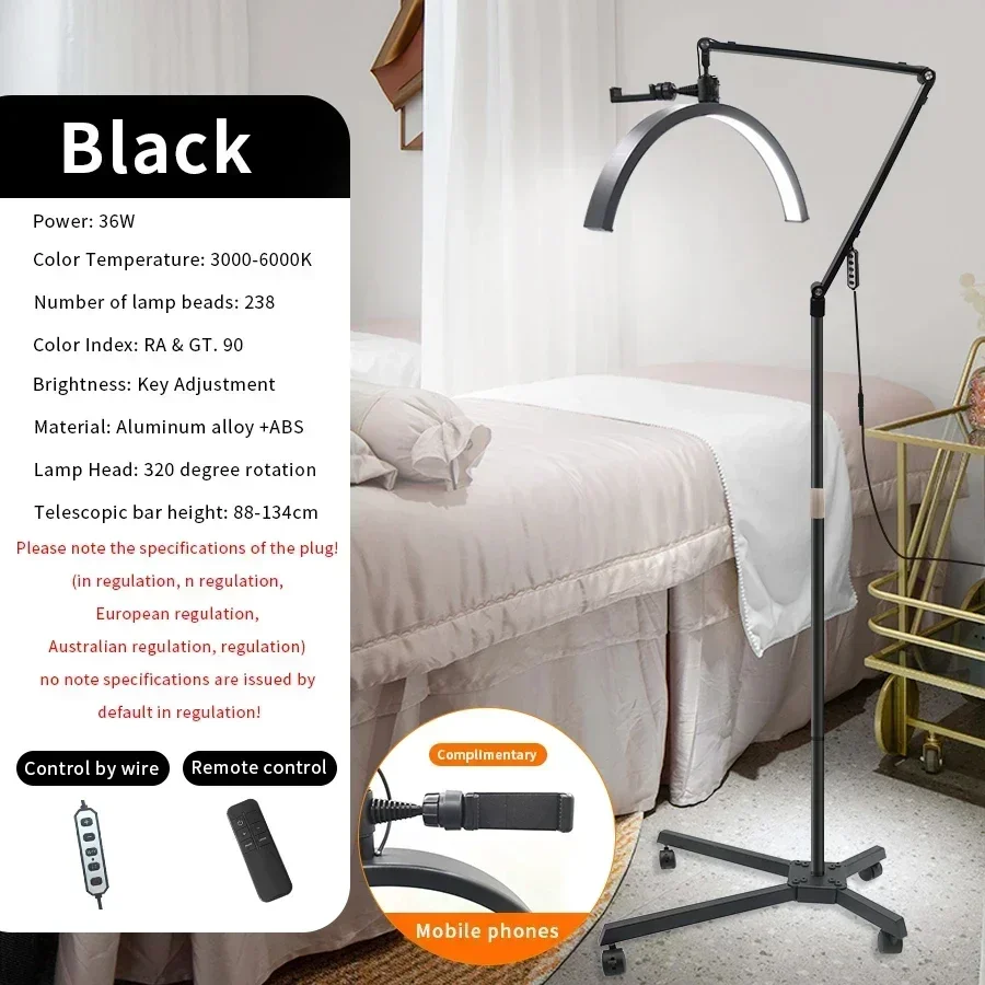 2024Полумесячная лампа с колесом 20 дюймов 36 Вт светодиодная напольная подставка