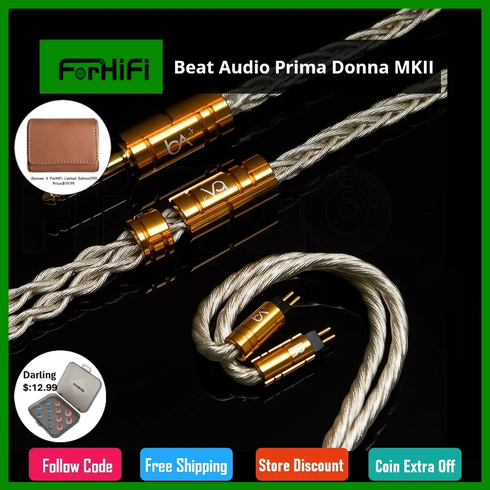 

Beat Audio Prima Donna MKII 4 Wire / 8 Wire Earphone Cable 2Pin 0.78/MMCX TermX ConX Interchangeable Plug 2.5/3.5/4.4