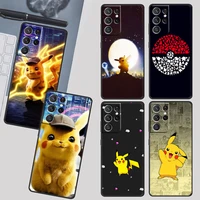 cartoon pikachu cute case for samsung galaxy s22 s21 s20 ultra plus pro s10 s9 s8 s7 4g 5g soft tpu black phone cover capa coque