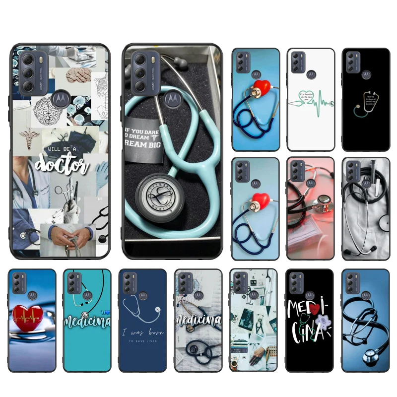 

Case for Motorola G22 G60 G52 G100 GStylus G30 G10 G20 G50 GPure E32 E20 E40 E7Power Edge20lite OneAction Doctor Stethoscope