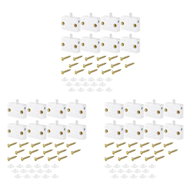 

24 Pieces Cabinet Lamp Switch Automatic Door Switch Contact Switch For Wardrobe Applicable To 12V 24V 110V(White)