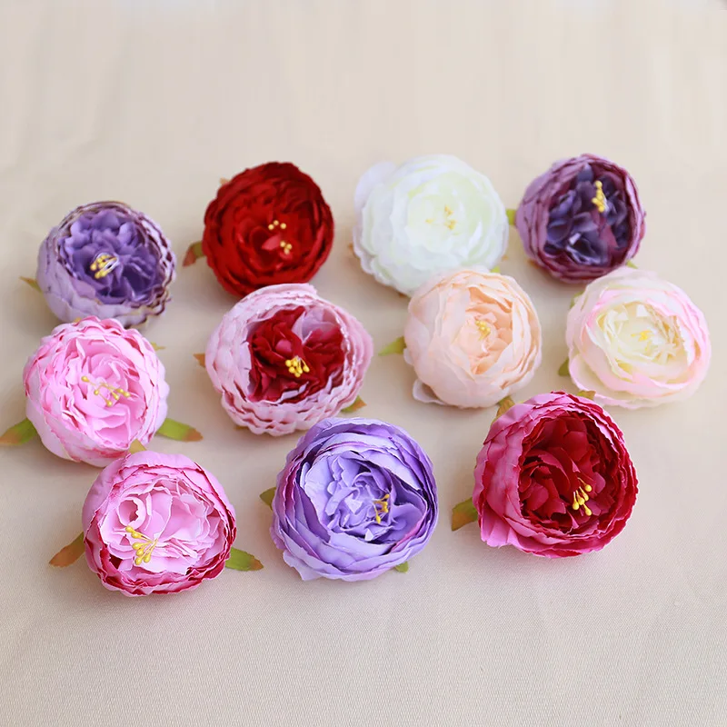 

25pcs/lot Silk Peony Rose Home Wedding Christmas Decorations Bridal Accessories Outdoor Garland Diy Scrapbook Artificial Flowers