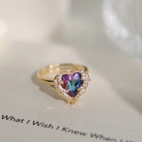 fashion classic high quality luxury gorgeous colorful love crystal adjustable ring gift banquet women jewelry ring 2022