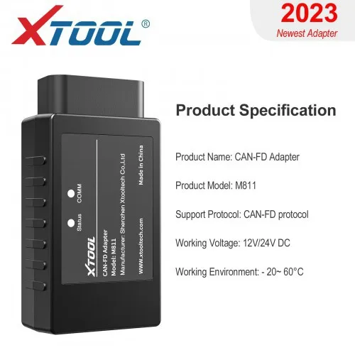 

XTOOL CAN-FD CAN FD Adapter Compatible With X100 PAD2/ PAD3/ A80 Series/ D7 D8