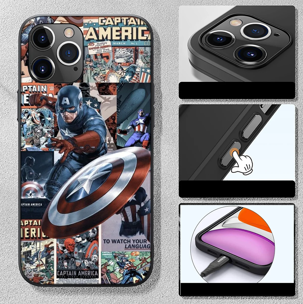 SK36 Captain America Marvel Phone Soft Case for Xiaomi Redmi A3X A3 13C 13 Note 12 Pro Pro+