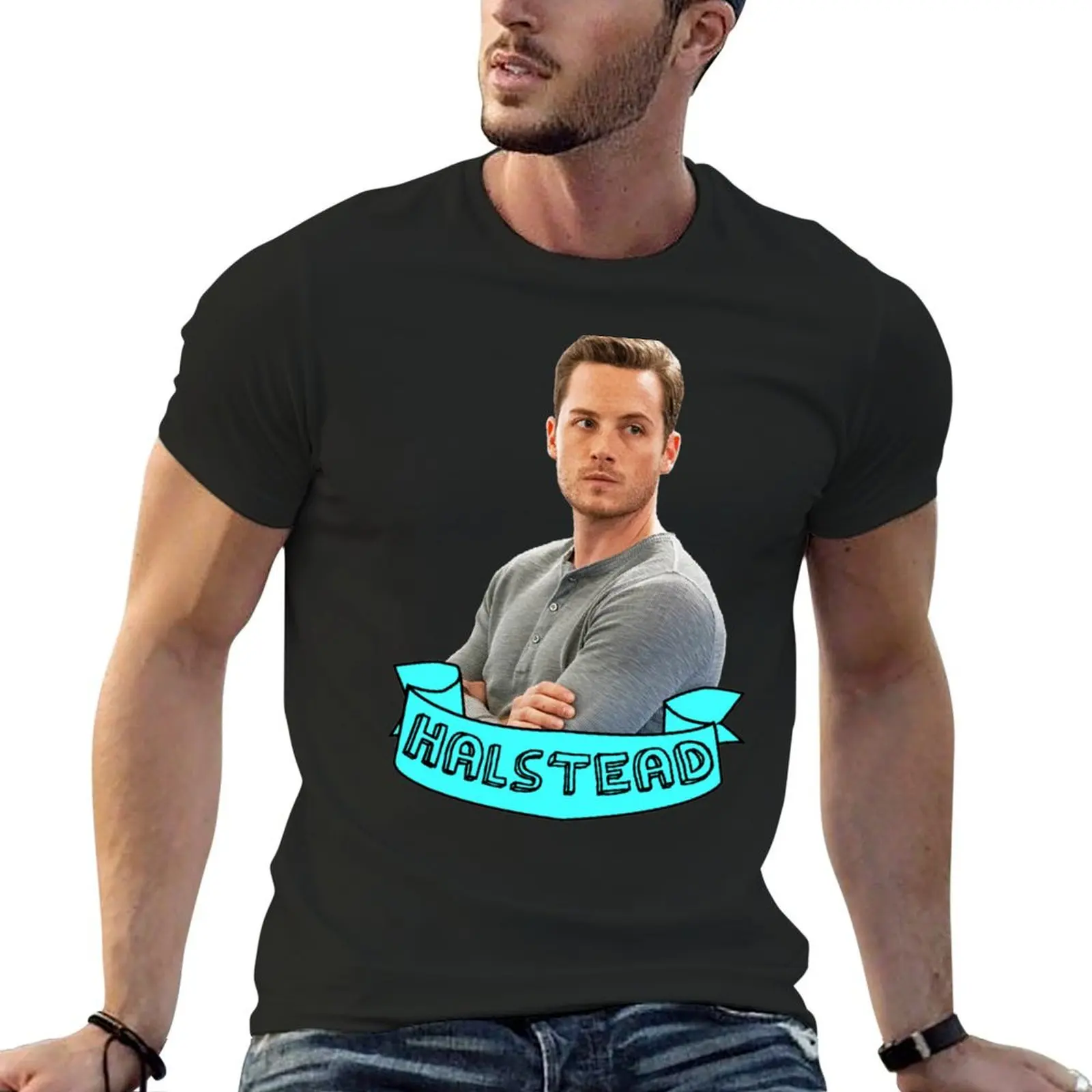 Мужская хлопковая футболка с коротким рукавом застежкой на шее