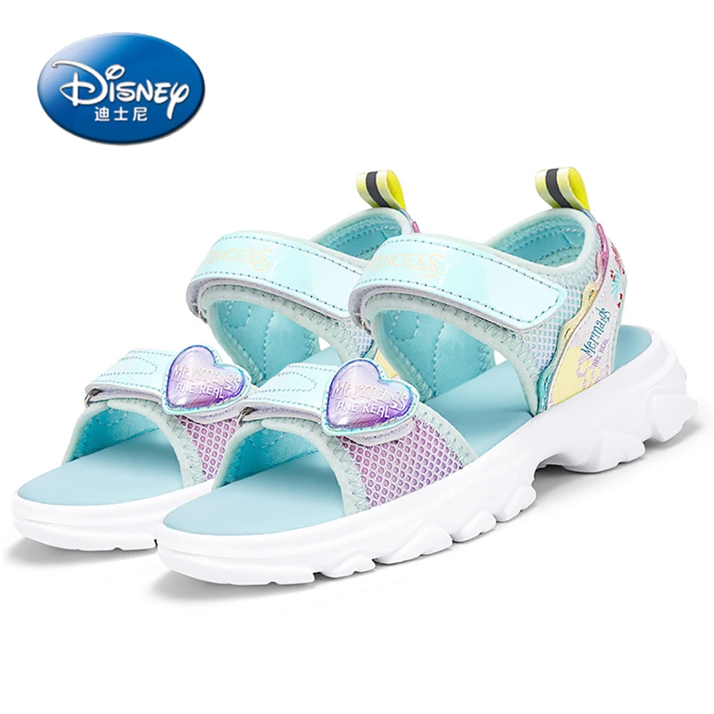 Disney Children's Casual Sandals For Summer Girls Lovely Mermaid Princess Outdoor Shoes Kids Students Fashion Non-slip Sandal