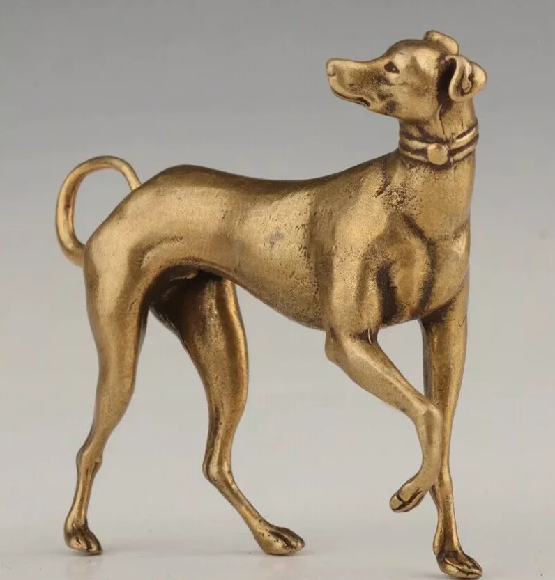 ВИНТАЖНАЯ ЛАТУННАЯ СТАТУЯ ЖИВОТНЫХ СЕРЫХ ТУФОТ СОБАКИ КОЛЛЕКТНЫЙ ПОДАРОК