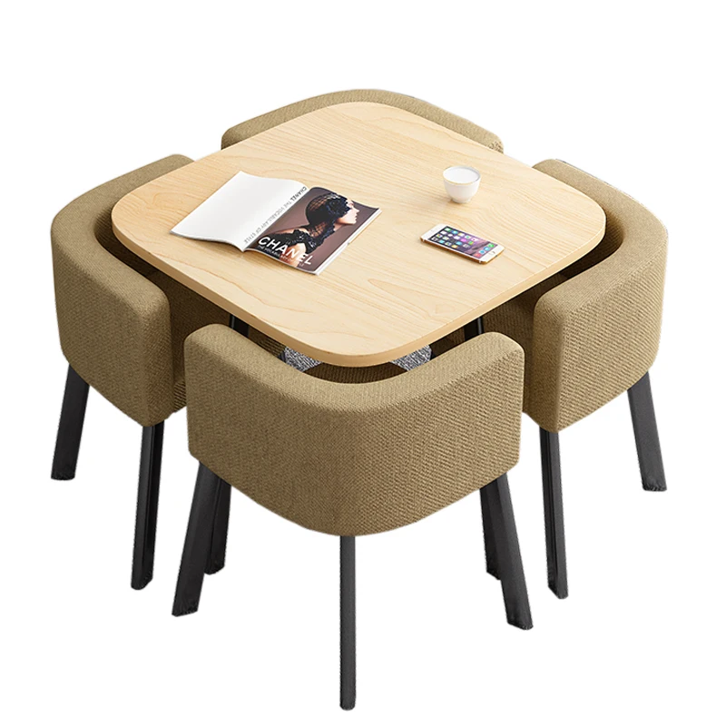 

Folding Dining Table Home Small Apartment Dining Table Shop Surface Negotiation Table and Chair