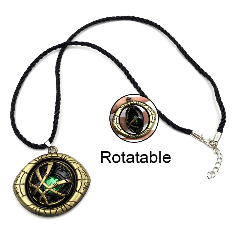 Marvel Doctor Strange Necklace Avengers Eye of Agamotto Pendant Leather Chain Vintage Jewelry For Men |