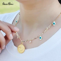 evil eye necklace set jewelry lucky green crystal golden coin pendant choker mature women luxury fashion gifts wholesale bulk