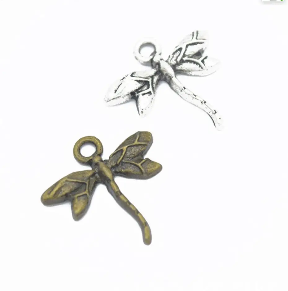 

70pcs Charms Dragonfly 19x19mm Handmade Craft Pendant Making fit,Vintage Tibetan Bronze Silver color,DIY For Bracelet F0241