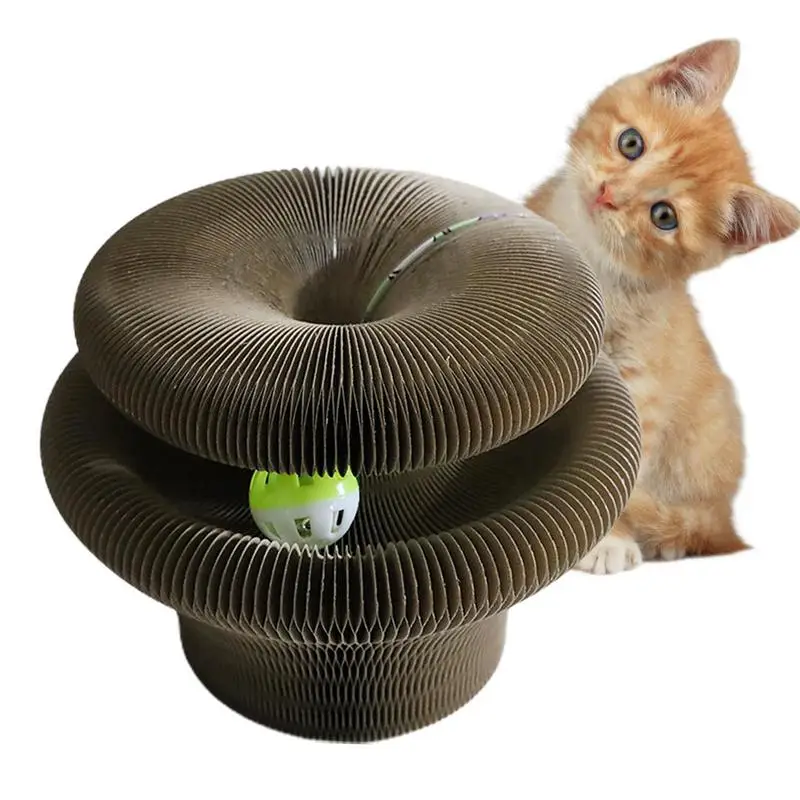 

Cat Scratching Board Interactive Cardboard Scratcher Cat Accordion Pad Magic Organ Track Ball Scratching Toy Pet Supplies For