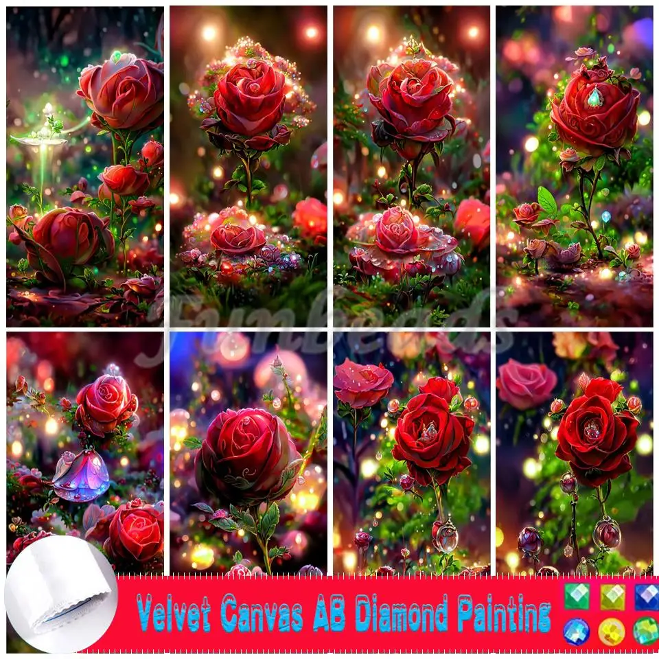 

Алмазная живопись 5D «сделай сам», бархатный холст, алмазная живопись, новинка 2023, красная роза, полная круглая Алмазная мозаика, вышивка кре...
